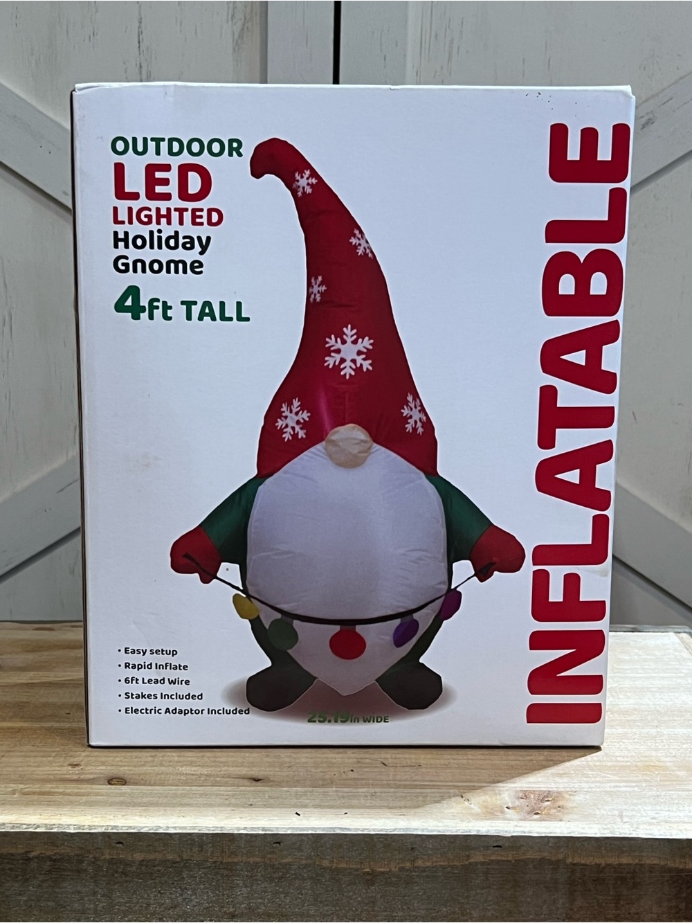 4ft Inflatable Christmas Gnome Outdoor LED Lighted Holiday Yard Decoration NIB